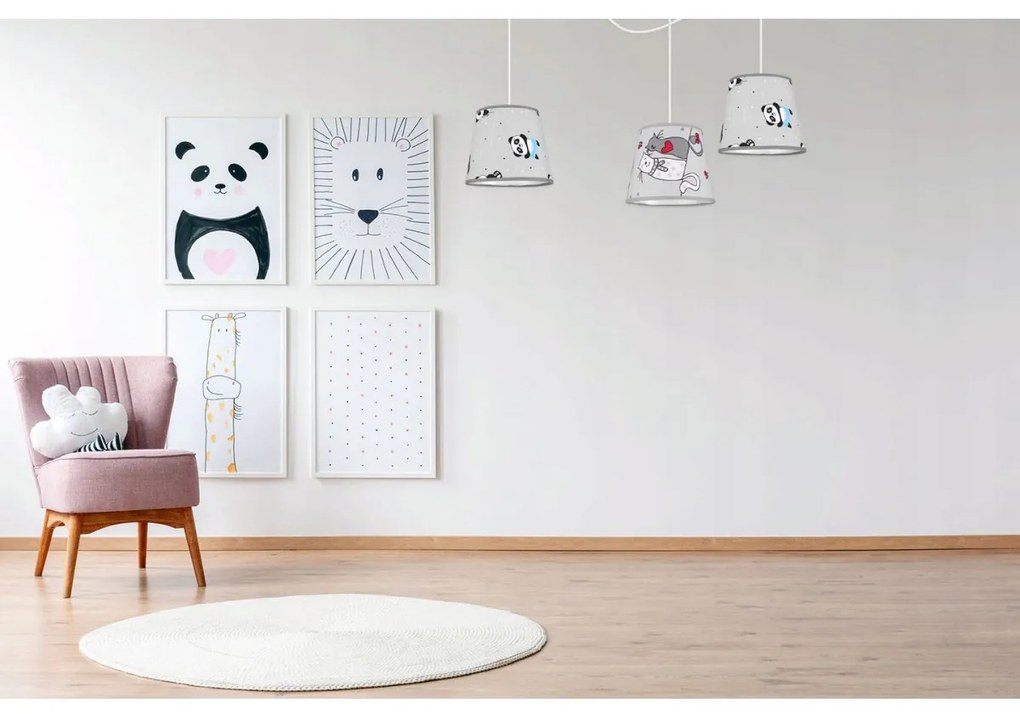 Detské závesné svietidlo Cone Spider, 3x textilné tienidlo so vzorom (výber zo 7 farieb), w