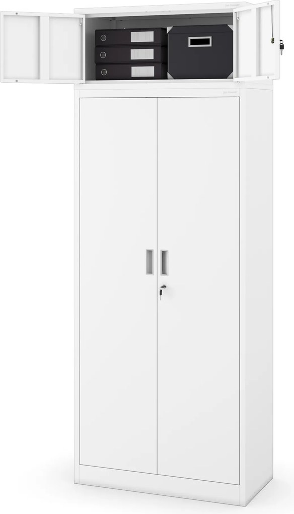 Kovová kancelárska skriňa so 4 policami, biela, 1750x800x400 mm: JAN Compact