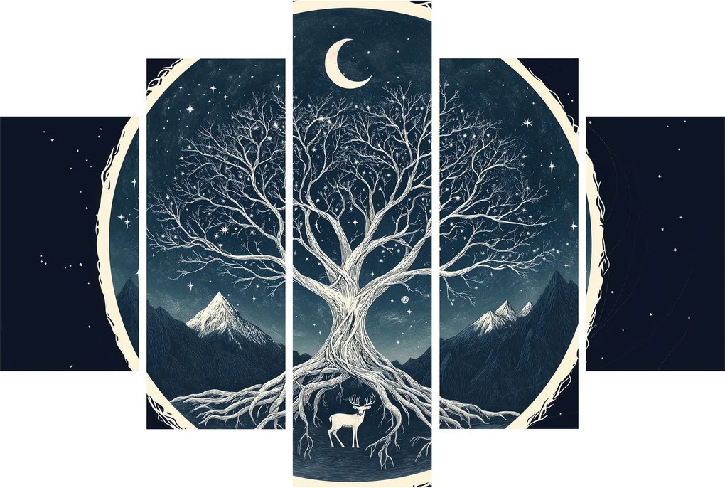 Obraz – Magický strom s jeleňom II. (150x105 cm)