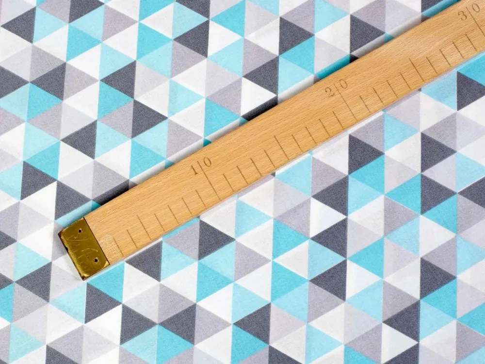 Biante Bavlnený behúň na stôl Sandra SA-109 Tyrkysovo-sivé trojuholníčky 20x120 cm