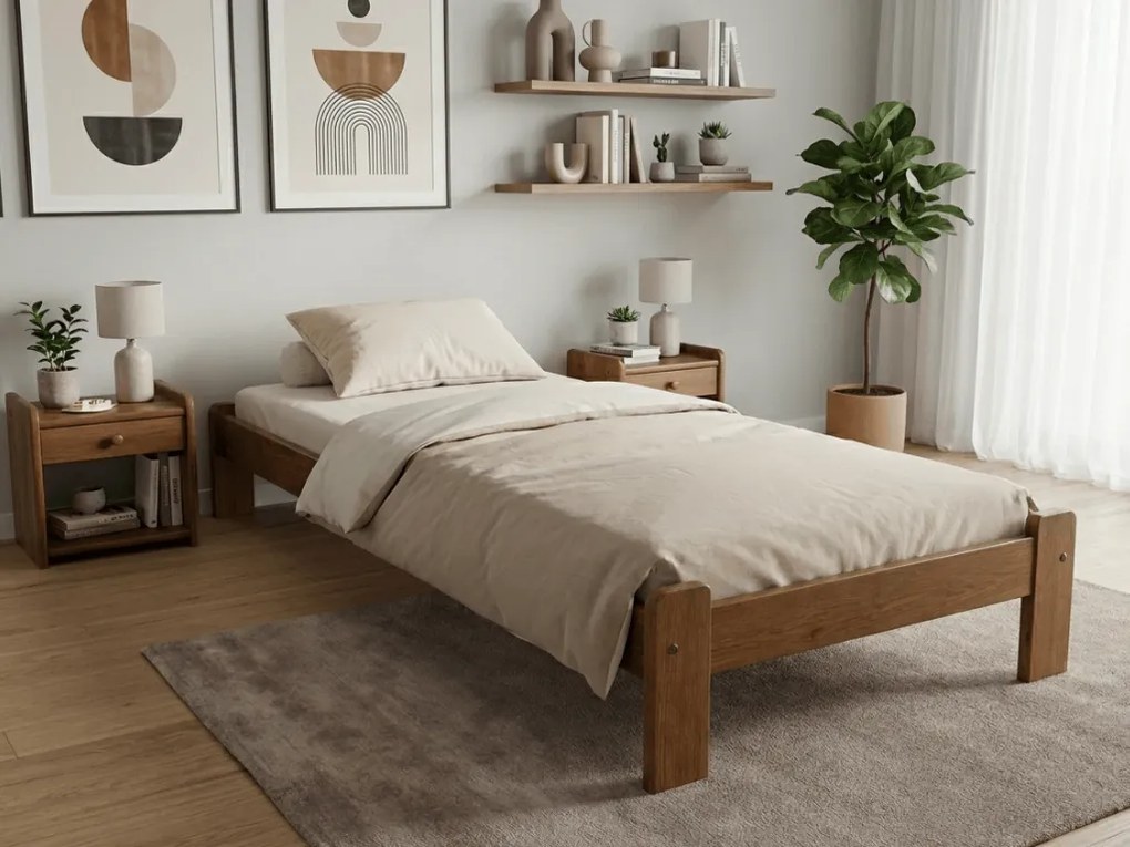 Posteľ Ada 90 x 200 cm, dub Rošt: S lamelovým roštom, Matrac: Matrac DELUXE 10 cm