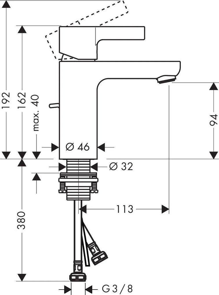 Hansgrohe Metris S, páková umývadlová batéria 100, LowFlow 3,5 l/min, s výpusťou, chrómová, 31063000