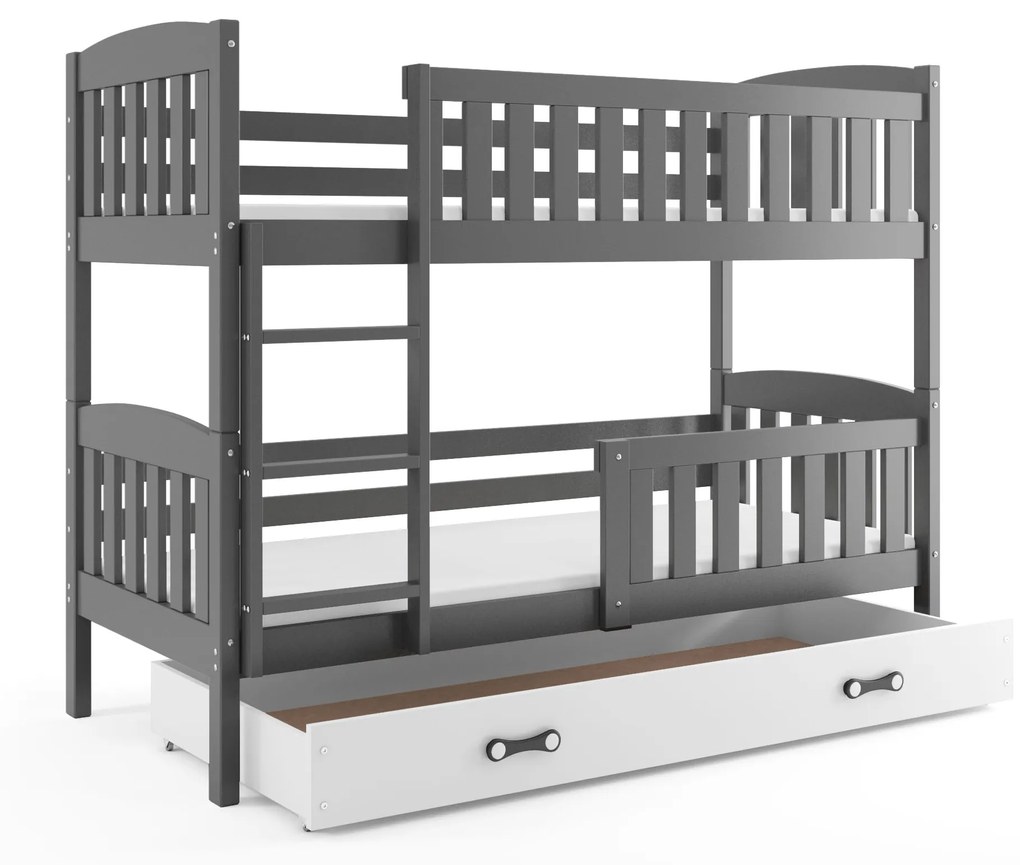 Poschodová posteľ KUBO 190x90 | grafitová - biela