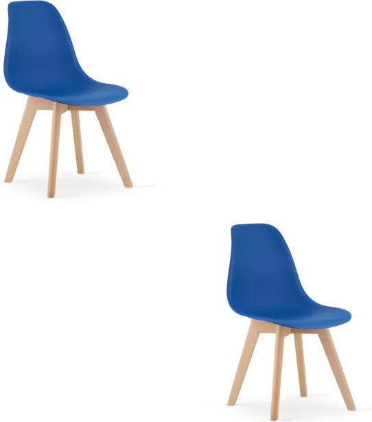 Set dvoch jedálenských stoličiek KITO modré / naturálne nohy (2 ks)