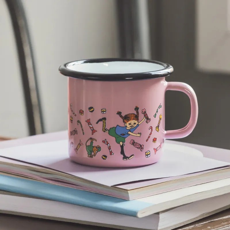 Hrnček Pippi Candy 2,5 dl, smalt / ružový