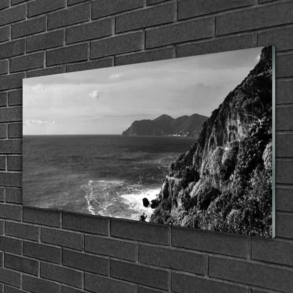 Obraz na skle More hory príroda 125x50 cm