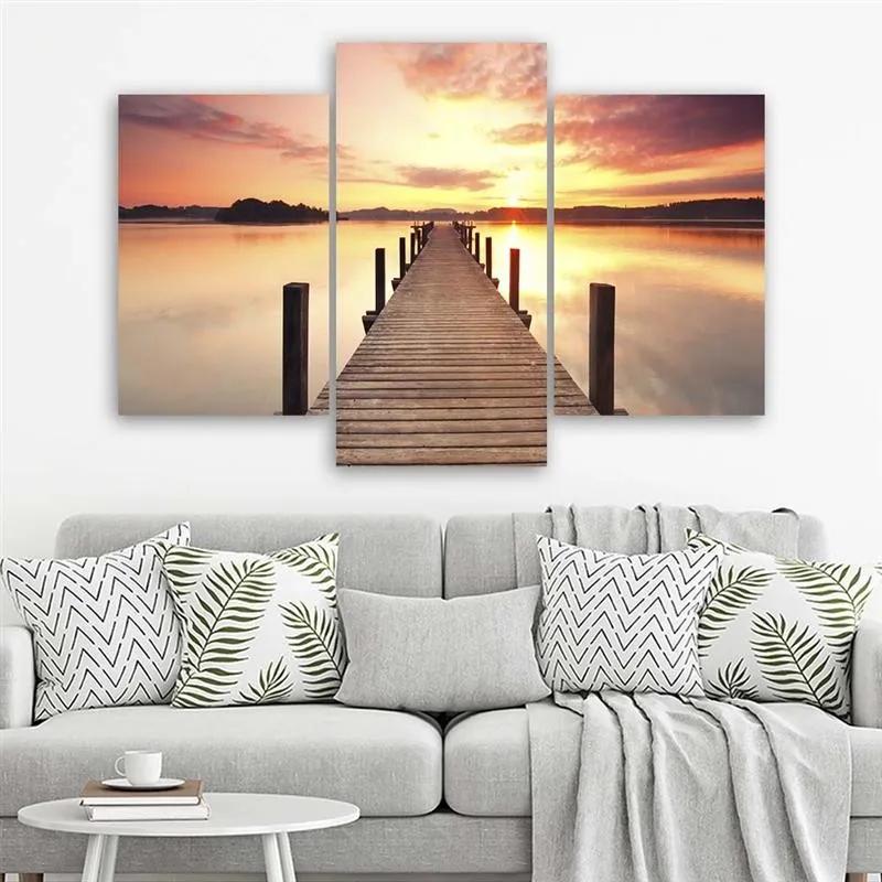 Gario Obraz na plátne Západ slnka nad mólom - 3 dielny Rozmery: 60 x 40 cm