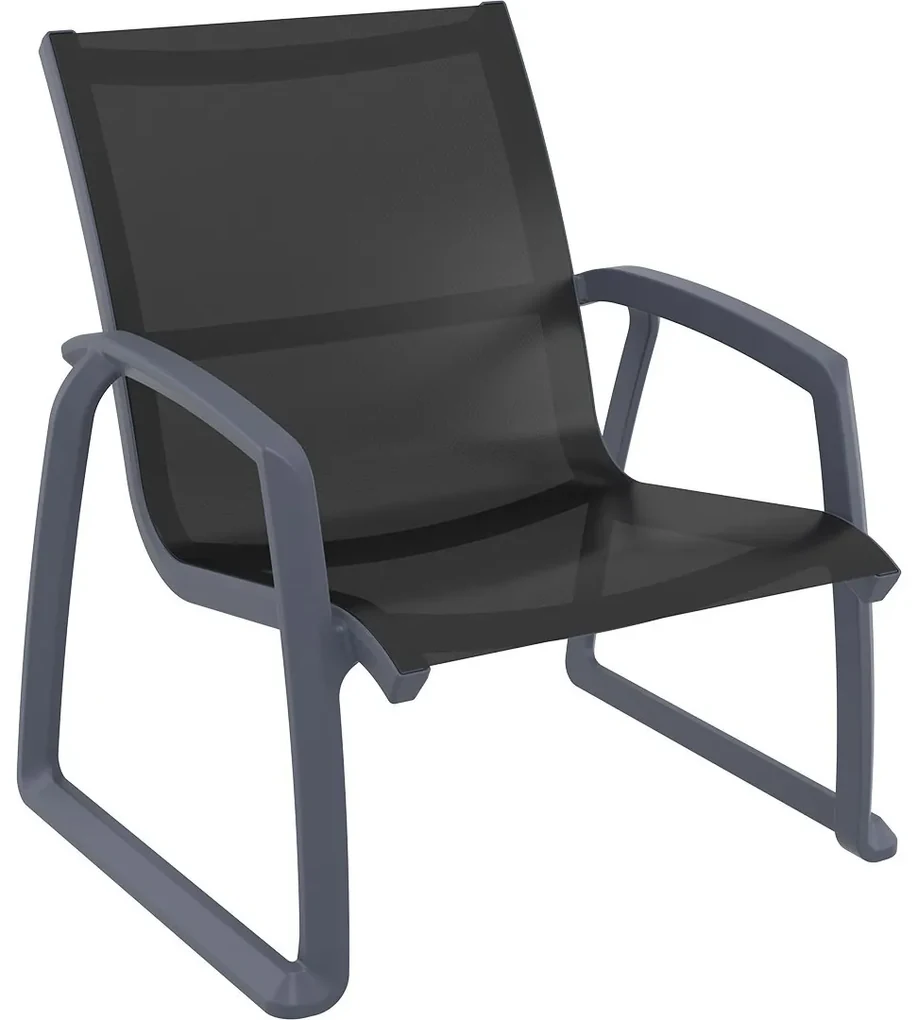 PACIFIC LOUNGE záhradné kreslo s podrúčkami black