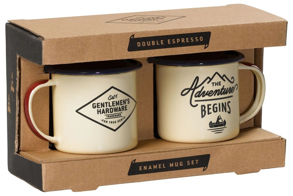 GENTLEMEN'S HARDWARE Cestovná sada smaltovaných hrnčekov Adventure 2x150 ml