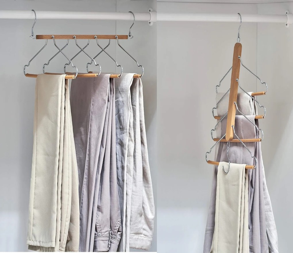 Zeller Present Drevený vešiak na oblečenie, šetrí miesto – nahradí 4 vešiaky