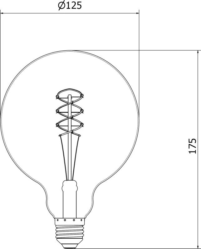 Mexen Vintis, LED žiarovka špirála E27, G125, 8W, Teplá - 2200K, 450 lm, dymová - L168-E27-0822-70