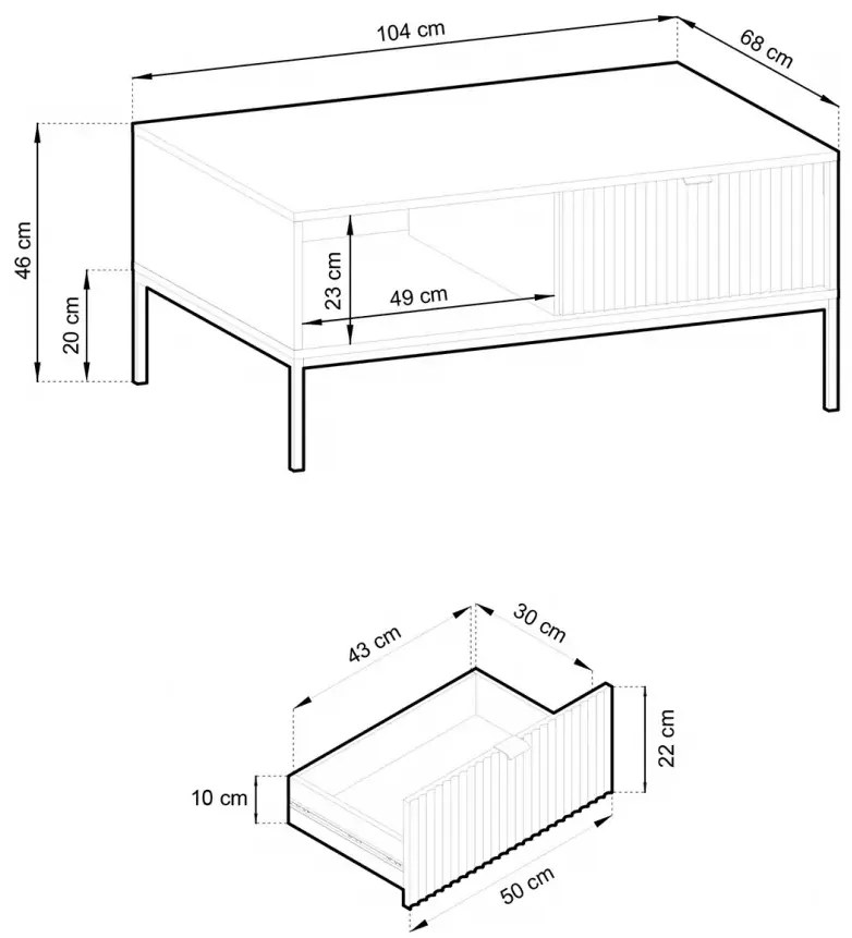 Konferenčný stolík Nova 104 cm biely/zlatý