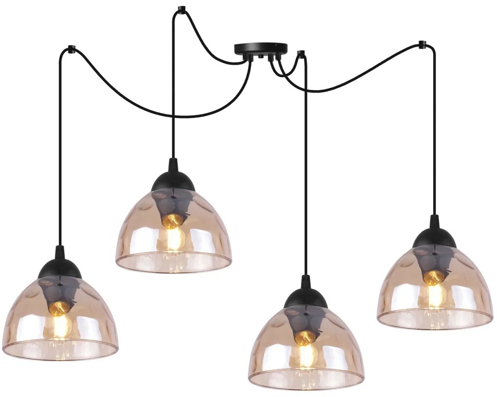 Závesné svietidlo Venice Spider, 4x medové sklenené tienidlo