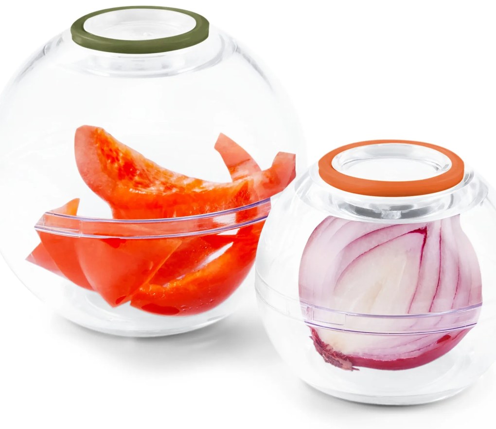 2 guľaté nádobky na uchovávanie potravín