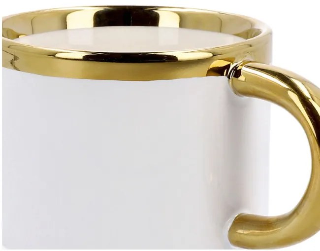Šálka SINNES s podšálkou a lyžičkou, biela / zlatá 806563 200 ml