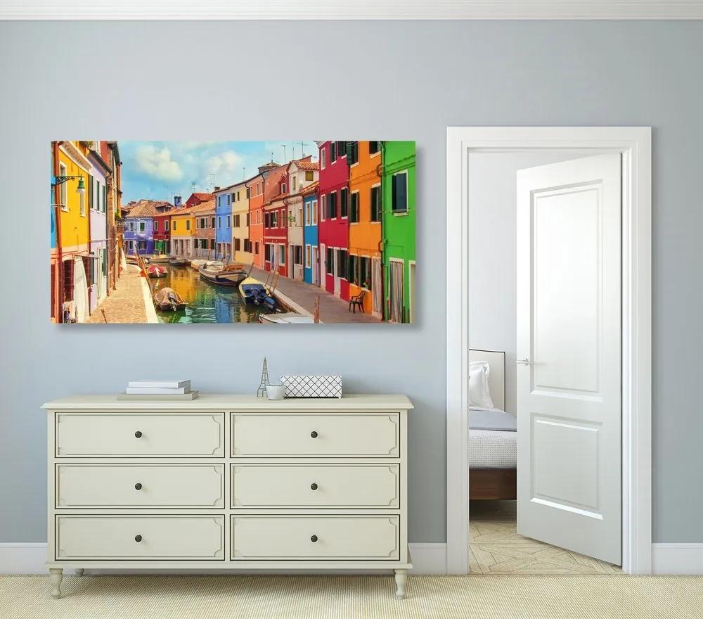Obraz pastelové domčeky v mestečku - 120x60