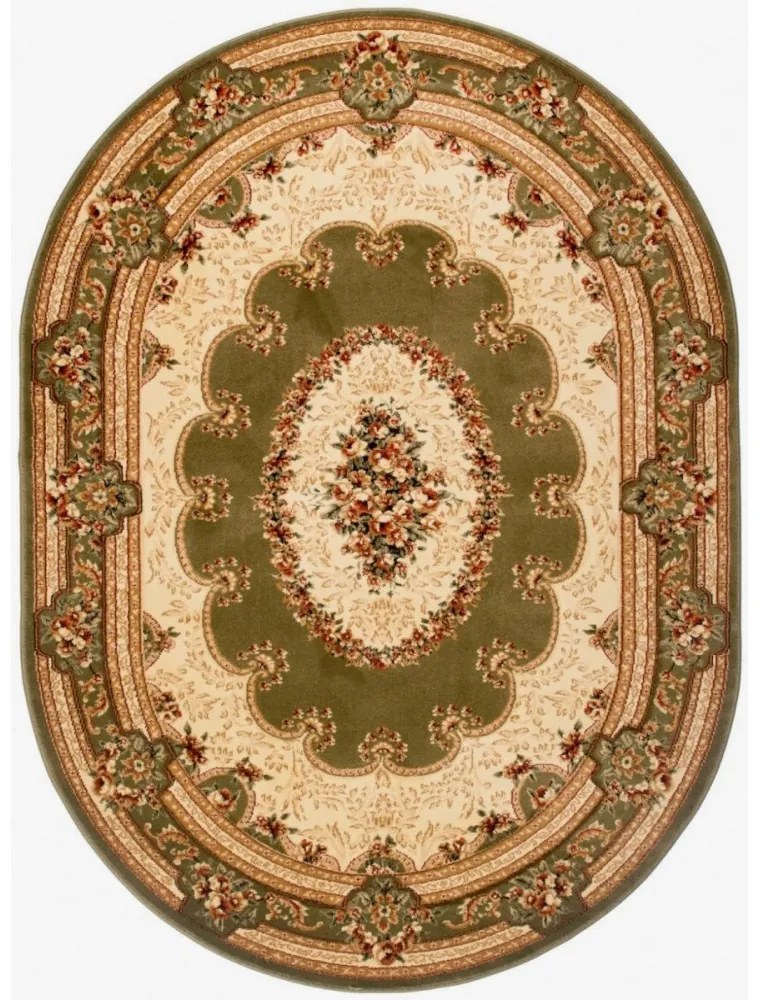 Kusový koberec klasický vzor zelený ovál, Velikosti 70x140cm