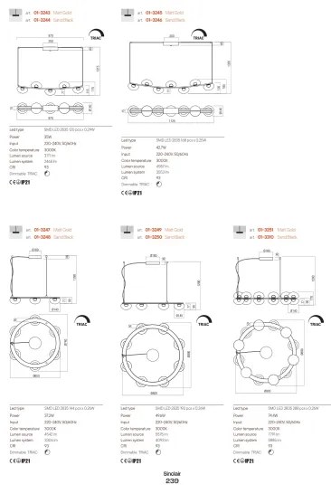 Redo 01-3243 - LED Stmievateľný luster na lanku SINCLAIR LED/35W/230V CRI 93 IP21