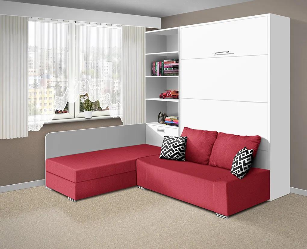 Nabytekmorava Sklápacia posteľ s pohovkou VS 21075 - 200x120 cm farba pohovky: Červená, Typ farebného prevedenia: Antracit / dvere antracit