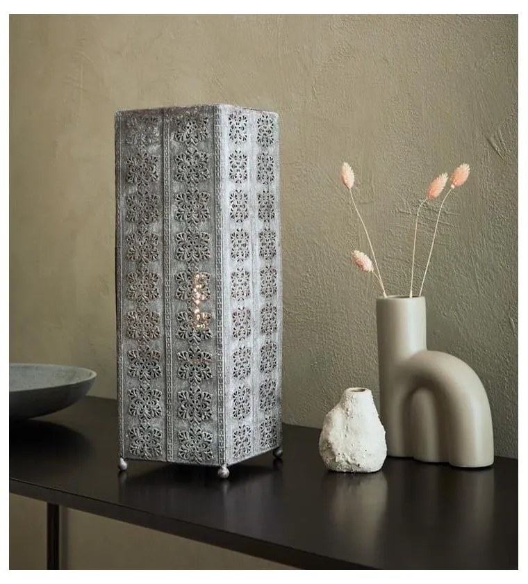 Sivá stolová lampa Markslöjd Agra, výška 33,5 cm
