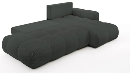 Rozkladacia rohová čalúnená sedacia súprava s úložným priestorom do tvaru L ALMADA pravá antracitová