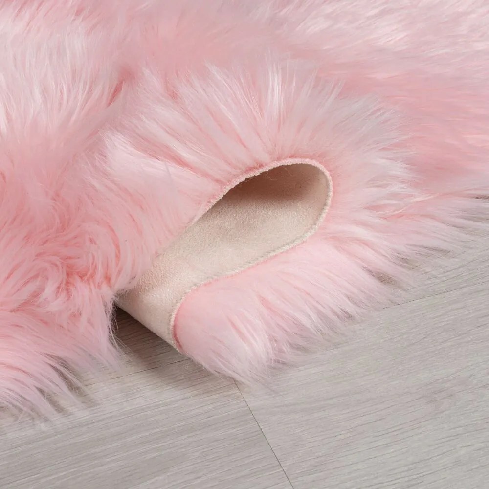 Flair Rugs koberce Kusový koberec Faux Fur Sheepskin Pink - 60x90 tvar kožušiny cm