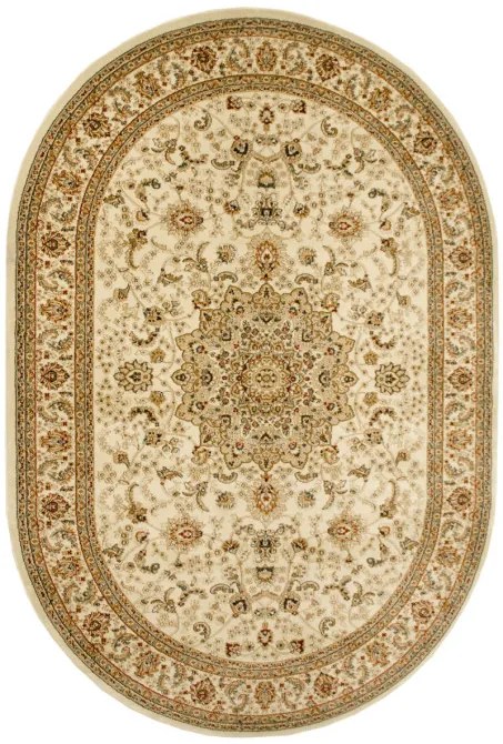 Koberec Super Rose D373A Ornament svetlobéžový / krémový ovál
