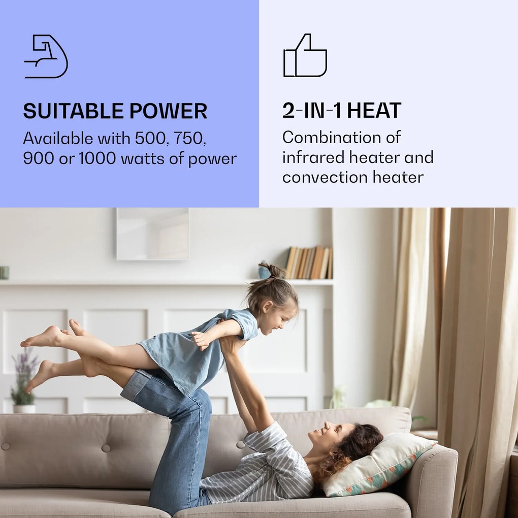 Klarstein La Palma 500 smart, infračervený ohrievač 2 v 1, 60 x 60 cm, 500 W, zrkadlová predná časť