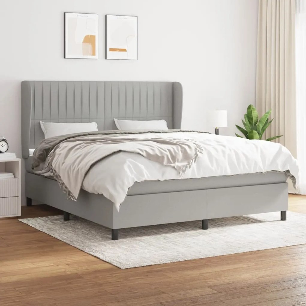 Boxspring posteľ s matracom bledosivá 180x200 cm látka 3128141