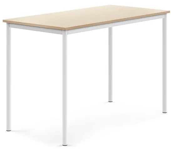 Stôl SONITUS, 1400x700x900 mm, HPL - breza, biela