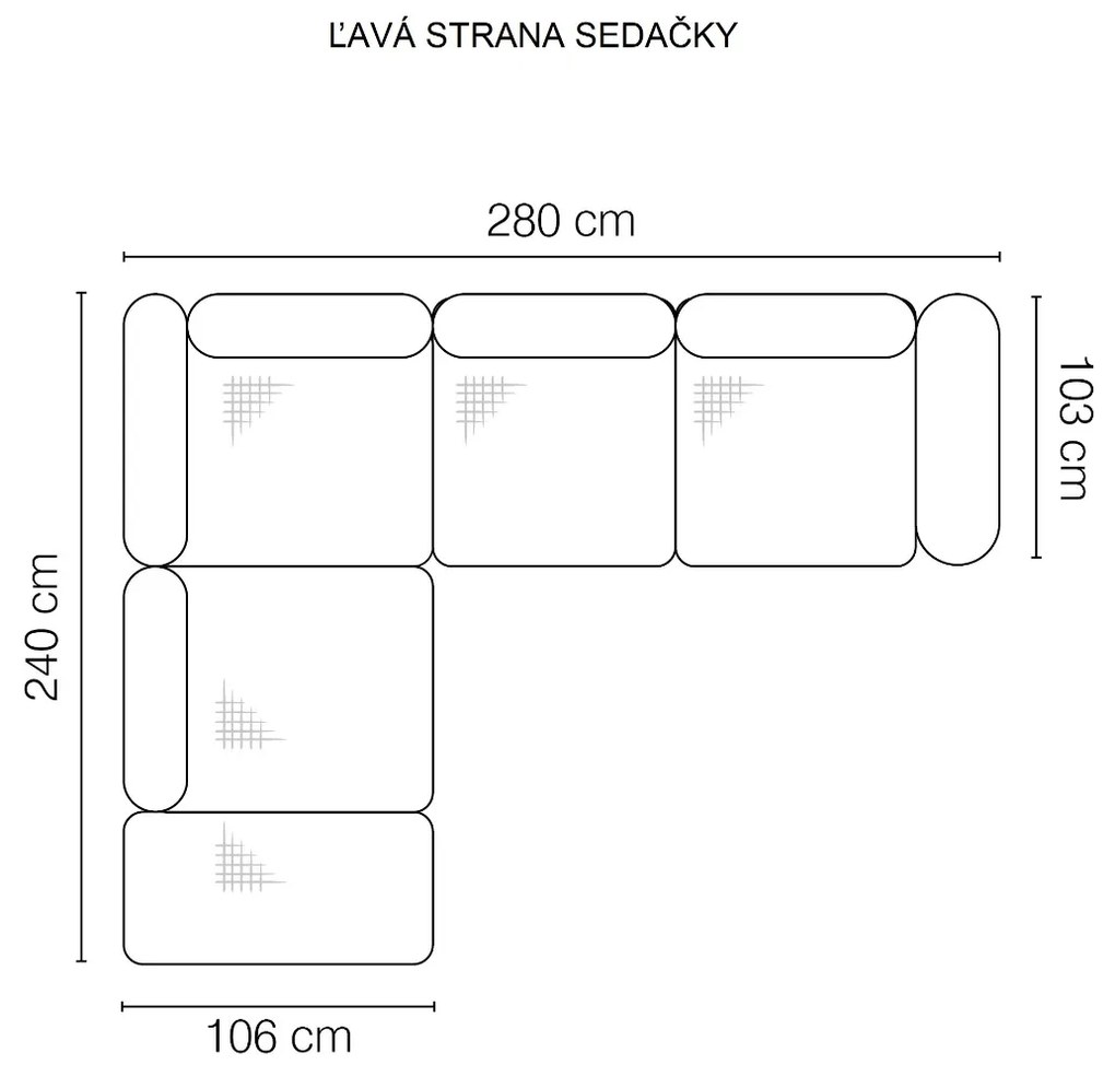 ROHOVÁ SEDAČKA ROSELYN 280 x 240 cm