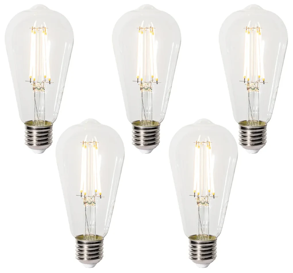 Sada 5 ks E27 3-staps dimbaar LED lamp ST64 clear 6W 700 lm 2700K