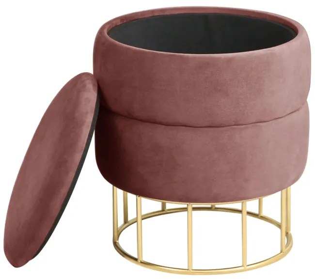 Úložná taburetka ELZA pudrovo ružová