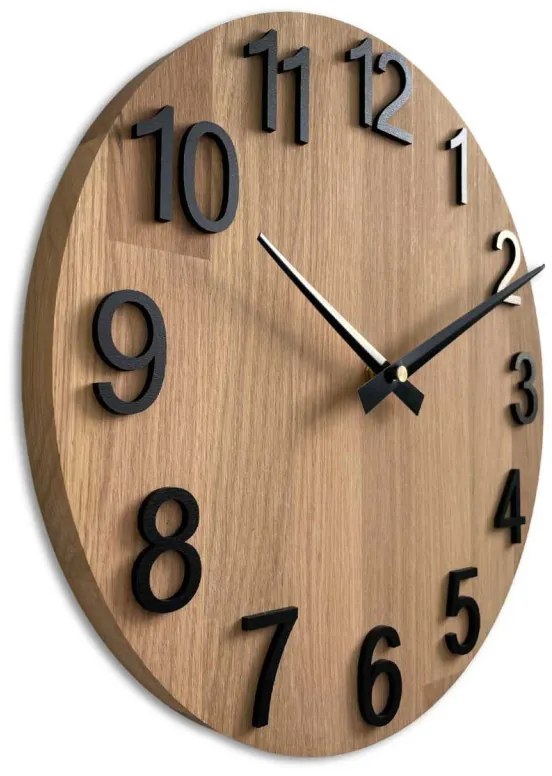 Dubové hodiny na stenu s veľkými číslicami I SENTOP MAS017-natural3041-hands/black