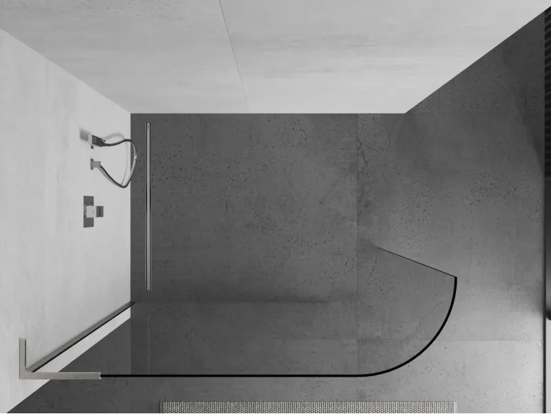 Mexen Kioto L, sprchová zástena Walk-In 80 x 200 cm, 8mm číre sklo, brúsená oceľ profil, 800-080-103-97-06
