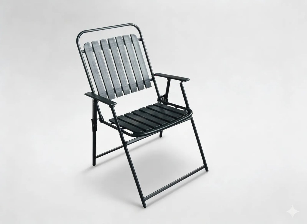 Garden Line ČIERNA ZÁHRADNÁ STOLIČKA 63 x 55 x 90 CM SKLADACIA