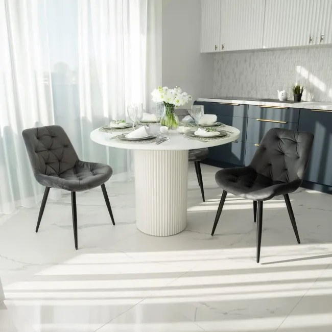 Jedálenská stolička ELIOT VELVET zamatová grafitová / čierne nohy