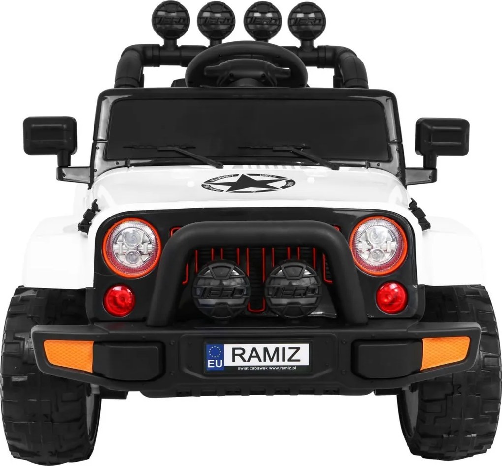 Ramiz Detské terénne auto Full Time 4WD Biele + 4x4 + Diaľkové ovládanie + LED audio + Úložný priestor