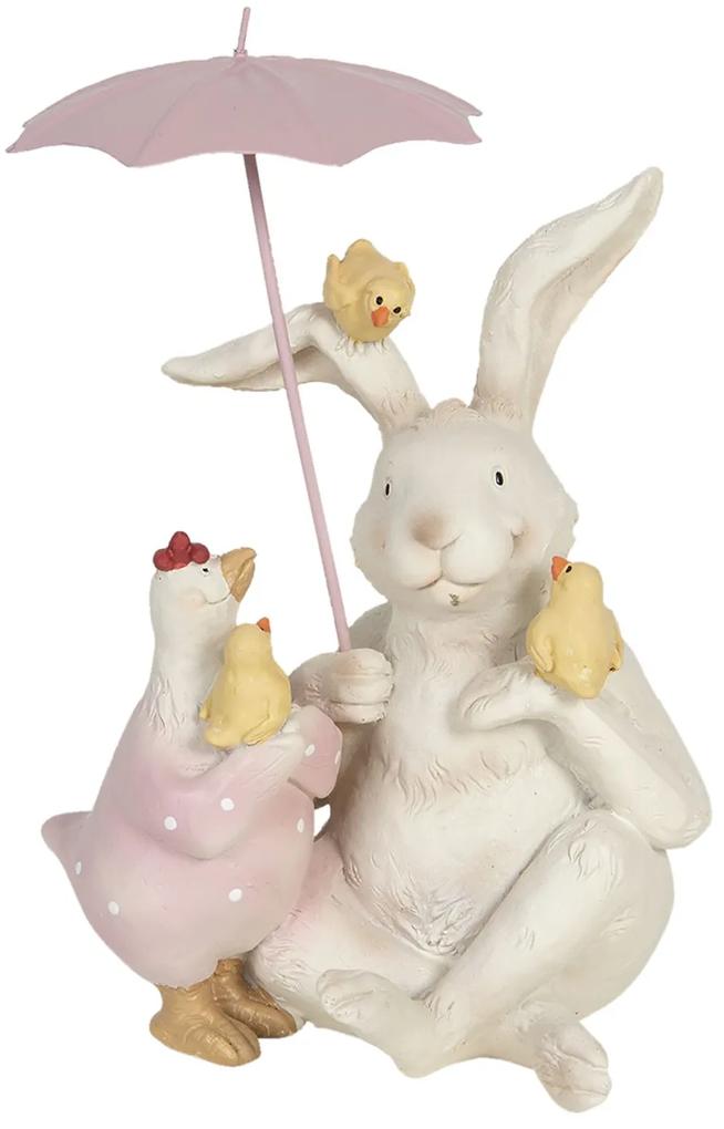 Dekorácie králik a sliepočka s dáždnikom - 12 * 11 * 16 cm