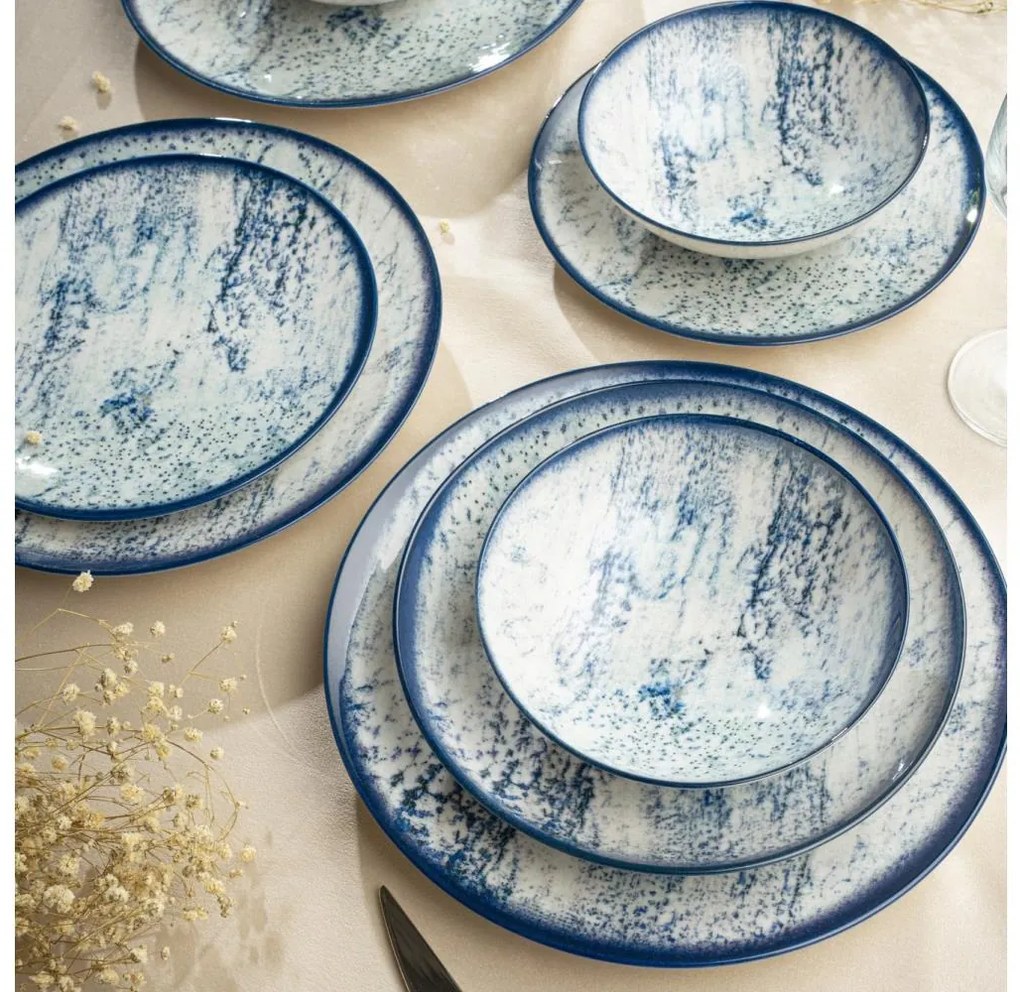 Jedálenská súprava 24 ks modrá/porcelán