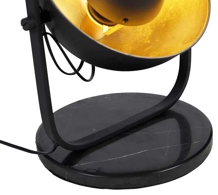 Priemyselná stojaca lampa čierna so zlatom 3-svetlo - Magnax