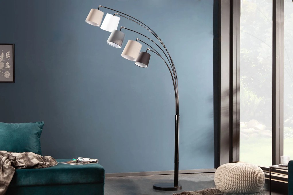 Stojacia lampa Levels čierna šedá biela