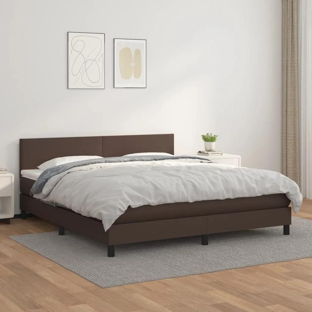 Boxspring posteľ s matracom hnedá 160x200 cm umelá koža 3141014