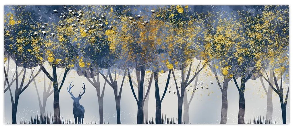 Obraz jeleňa v lese (120x50 cm)