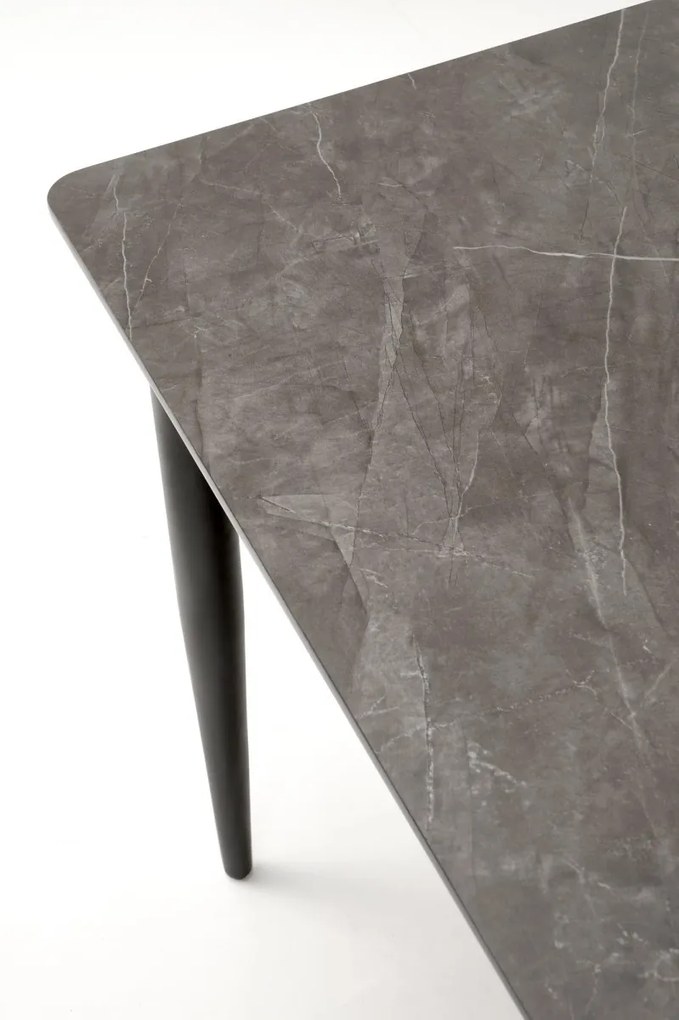 Jídelní rozkládací stůl Charles 180/260 cm šedý mramor/černý