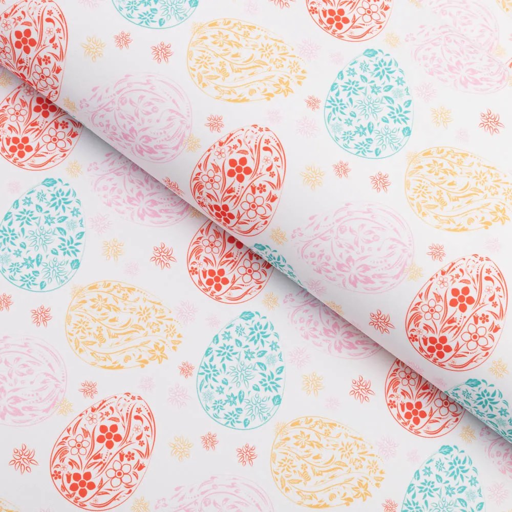 Biante Veľkonočný teflónový oválny obrus TF-106 Farebné kraslice na bielom 140x220 cm