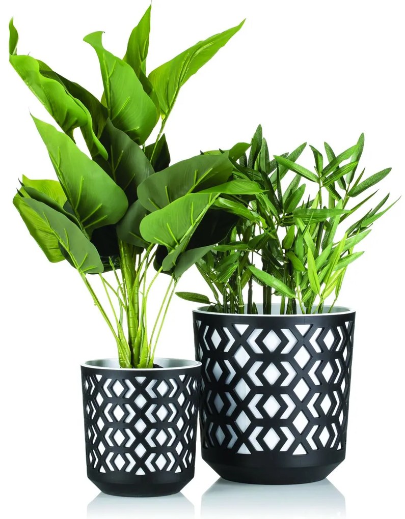 PLASTOVÝ KVETINÁČ ETNIC 27X25 CM ČIERNA