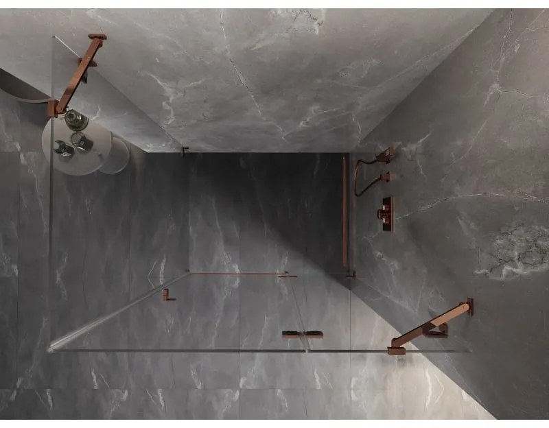 Mexen Lunar, 1-krídlový sprchový kút, pravý, 95 x 80 cm, 8mm číre sklo, ružové zlato profil, 834-095-080-60-00-P