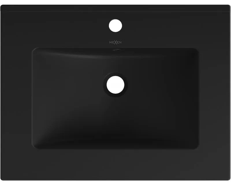 Mexen Atena, umývadlo na zapustenie do dosky 61 x 46 cm, čierna matná, 25016070