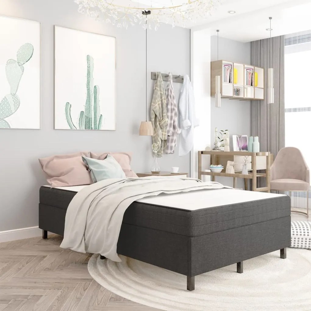 vidaXL Rám na boxspring posteľ, sivý, látka 120x200 cm